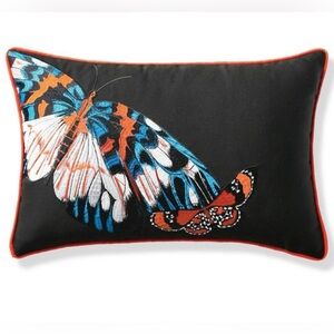 Frontgate Butterfly Embroidered Outdoor Pillow Cover - 13” x 20” - NWT